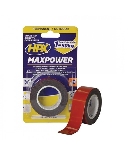 HPX Ταινία Maxpower Outdoor διπλής όψης 25mmx1.5m μαύρη 250020122