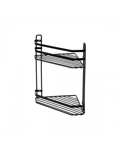 ΕΤΑΖΕΡΑ ELEGANT ΜΕΤΑΛΛΙΚΗ ΓΩΝΙΑΚΗ 2 ΘΕΣΕΩΝ 32x28x18cm ΜΑΥΡΗ ESTIA 02-6471