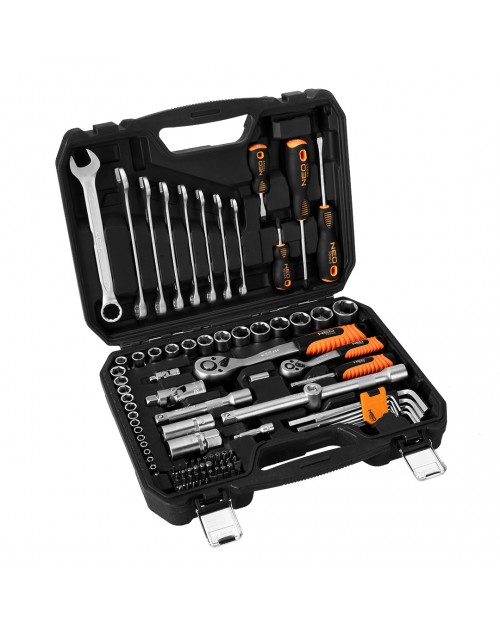 NEO TOOLS Καστάνια με Καρυδάκια 1/2" και 1/4", κλειδιά & κατσαβίδια σετ 100τεμ 10-206