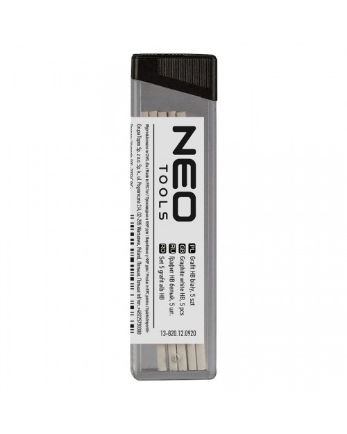 NEO TOOLS Μύτες μολυβιού πλακέ σετ 5τεμ HB λευκές 13-820