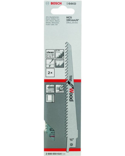 BOSCH S644D Λάμες Σεγάτσας Top για Ξύλο 150mm 2τμχ 2608650614
