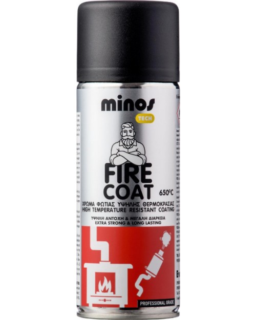 Minos Fire Coat Σπρέι Βαφής Υψηλής Θερμοκρασίας Γκρι 400ml 9229