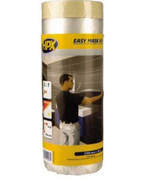 HPX Διάφανη μεμβράνη με χαρτοταινία βαφής easy mask 2700mmx16m 270016122