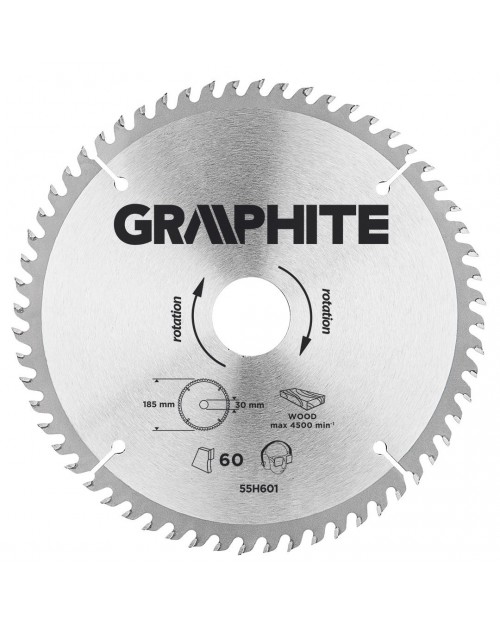 GRAPHITE Δίσκος Κοπής Δισκοπρίονου 185x30mm 60 Δόντια 55H601