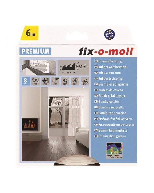 Fixomoll Προφίλ Αεροστόπ Αυτοκόλλητη Ταινία Παραθύρου-Πόρτας 6m 9x4mm Λευκό 565235103