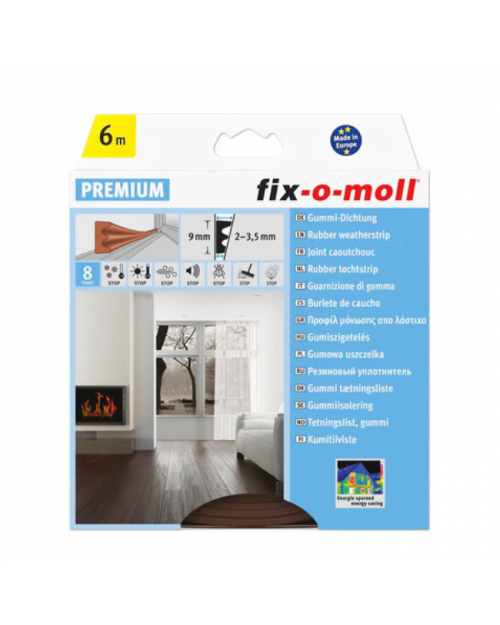 Fixomoll Προφίλ Αεροστόπ Αυτοκόλλητη Ταινία Παραθύρου-Πόρτας 6m 9x4mm Καφέ 565240103