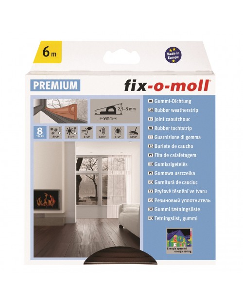 Fixomoll Προφίλ Αεροστόπ Αυτοκόλλητη Ταινία Παραθύρου-Πόρτας 6m 9x5.5mm Καφέ 565255103
