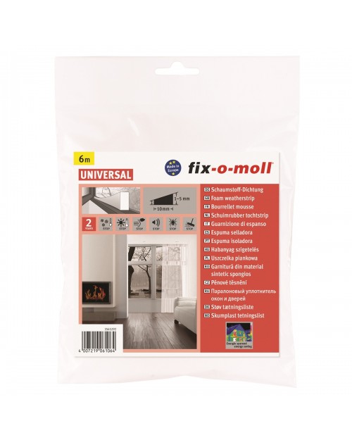 Fixomoll Αεροστόπ Αφρώδες Αυτοκόλλητο Παραθύρου-Πόρτας 6m 10x6mm Λευκό 565292103