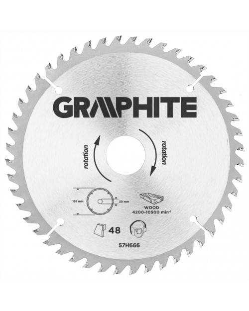 GRAPHITE Δίσκος κοπής δισκοπρίονου 185χ30mm 48 δόντια 57H666