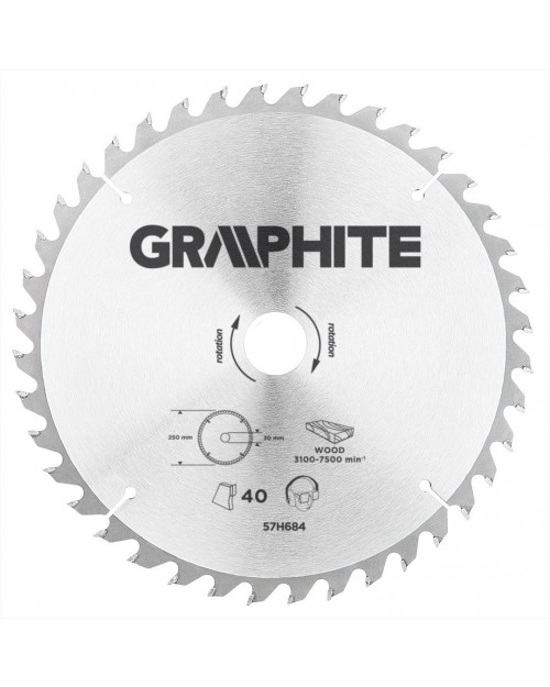 GRAPHITE Δίσκος δισκοπρίονου 250x30mm 40Δ αλουμινίου  57H684