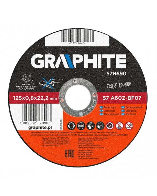 GRAPHITE Δίσκος Κοπής INOX 125x0.8x22mm 57H690