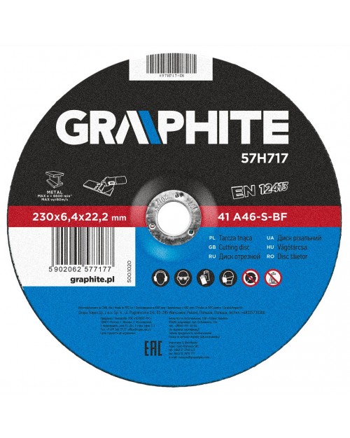 GRAPHITE Δίσκος λείανσης μετάλλου 230χ6.4χ22mm 57H717