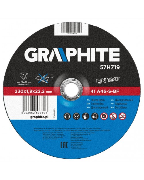GRAPHITE Δίσκος Κοπής Μετάλλου 230x1.9x22mm 57H719