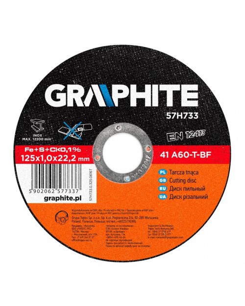 GRAPHITE Δίσκος κοπής INOX 125x1.0x22mm 57H733