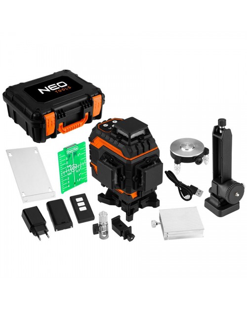 NEO TOOLS Αλφάδι laser 3 x 360° πράσινης δέσμης 75-140