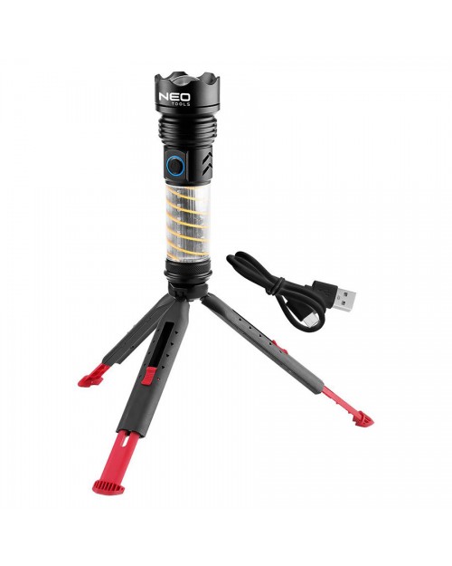 NEO TOOLS Φακός 2 σε 1 με τρίποδο επαναφορτιζόμενος 470Lumens 99-131
