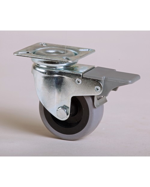 Ρόδα Φ75 24mm Πλάκα με Φρένο - Γκρι