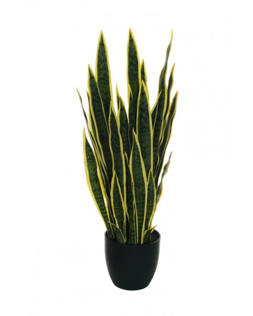 Συνθετική Sansevieria με 33 φύλλα Real Touch, γλάστρα Ø19,5 εκ., Υ87 εκ. – Πράσινη με κίτρινες άκρες  80-357885