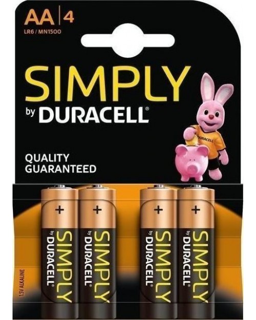 Μπαταρίες Αλκαλικές Duracell AA 1.5v Simply 4 Τεμ (LR6) D6733G