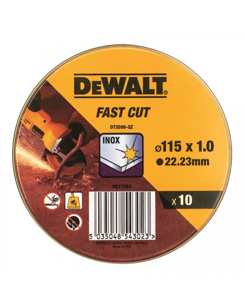 DEWALT Δίσκος κοπής INOX 115x1.0mm 10τμχ DT3506