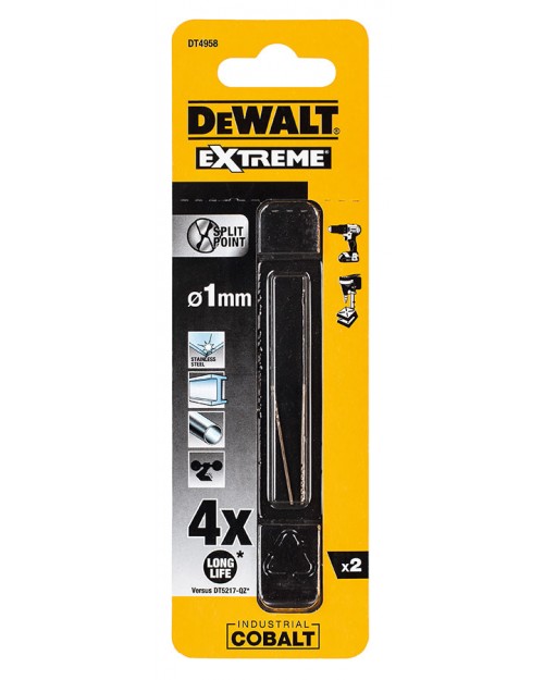 DEWALT Τρυπάνια Κοβαλτίου για μέταλλα HSS-CO Extreme 1.0mm 2τμχ DT4958