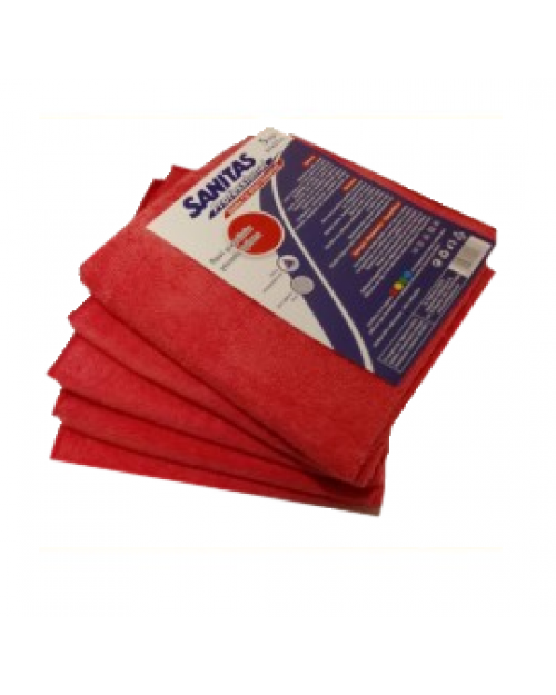 SANITAS Πανί microfibre SAN PR κόκκινο 5τεμ 37 x 37cm