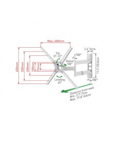 Βάση Τηλεόρασης Τοίχου 3400W.W Barkan 13" - 65" με Βραχίονα και Κλίση Άσπρη 950025
