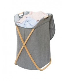 Wenko Καλάθι απλύτων Bahari 79lit αναδιπλούμενο bamboo/γκρι 622111121