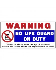 Πινακίδα σήμανσης PVC "no lifeguard on duty" 195Χ595mm  572414.0007