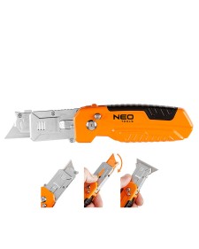 NEO TOOLS Μαχαίρι Ξύστρα αναδιπλούμενη μεταλλική 2 σε 1 63-708
