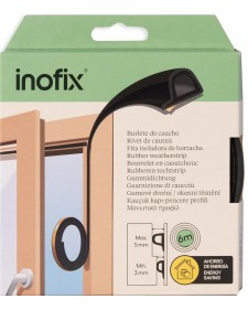Inofix Τύπου P Αεροστόπ Λάστιχο Πόρτας σε Μαύρο Χρώμα 6mx0.5cm 2116-3