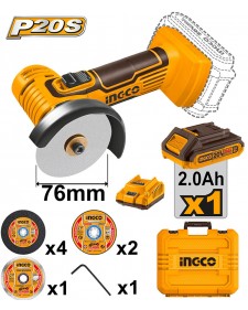 INGCO Γωνιακός τροχός μίνι 76mm 20V 2.0Ah CAGLI76012