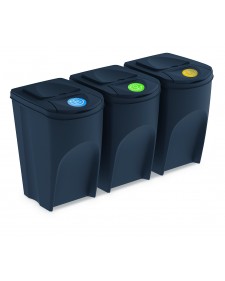 PROSPERPLAST Πλαστικοί Κάδοι Sortibox Set 3x35 lt μαύροι IKWB35S3-S411